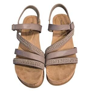 Baretraps Comfort Wedge Sandals Grayish-Tan Adjustable Strap Women's Size 7.5M